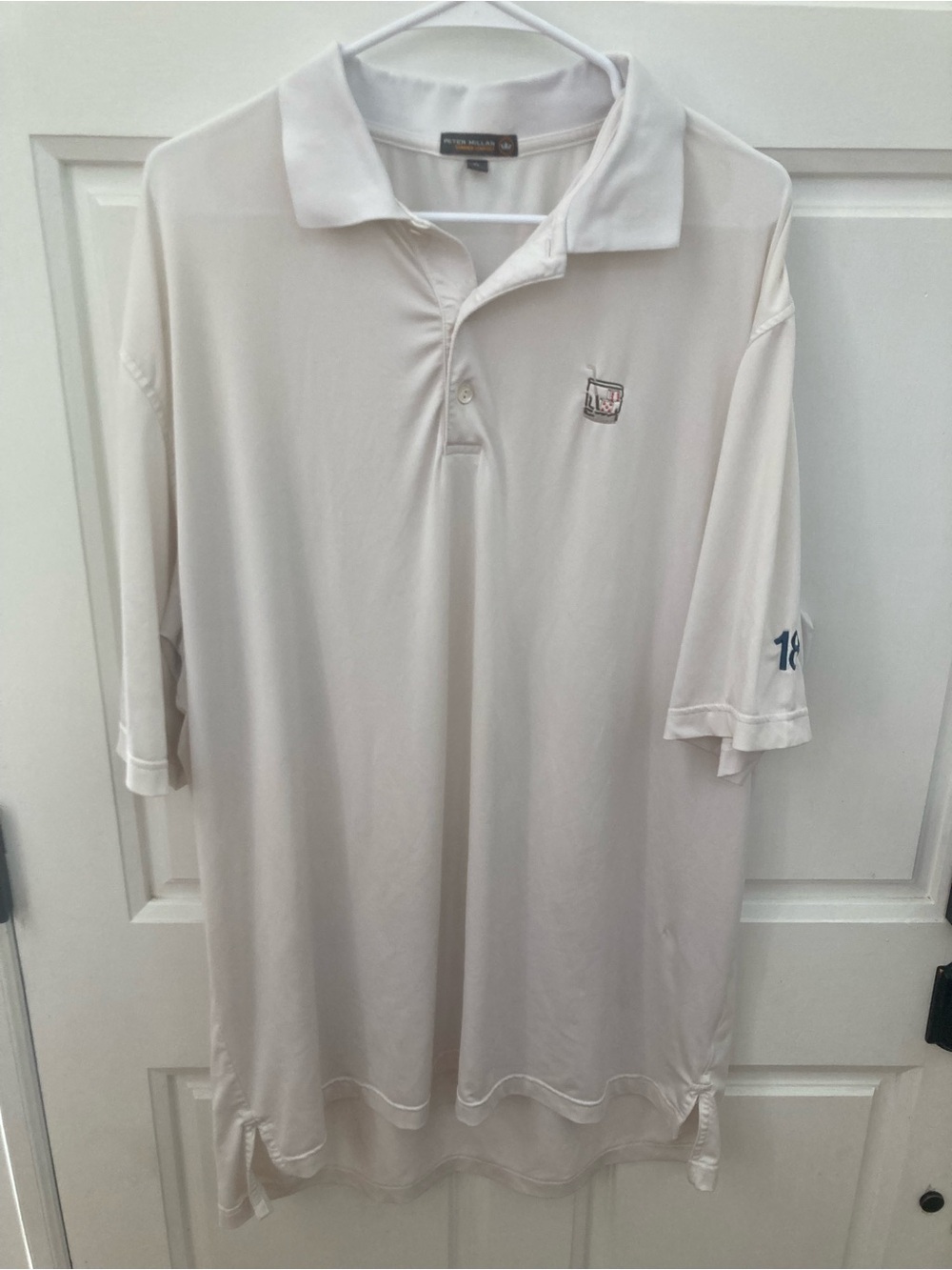 Peter Millar Cream Performance Polo with Embroidered Crest